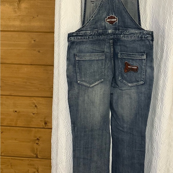 Vintage Harley-Davidson flare Blue Denim overalls - Picture 2 of 9